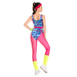 Déguisement Aérobic Femme 80s Hippie Disco Sportwear Ensemble 6 Pièces