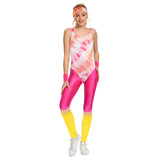 Déguisement Aérobic Femme 80s Hippie Disco Sportwear Ensemble 6 Pièces