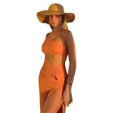 Déguisement Y2K Robe Asymétrique à Épaules dénudées Costume Orange