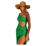 Déguisement Y2K Robe Asymétrique à Épaules dénudées Costume Vert