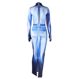 Déguisement Femme Y2K Robe Impression 3D Costume Bleu