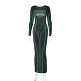 Déguisement Femme Y2K Robe Impression 3D Costume Vert