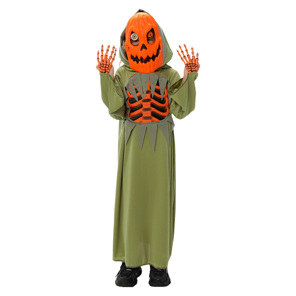 Déguisement Enfant Pumpkin Skeleton Tenue Verte Costume d'Halloween