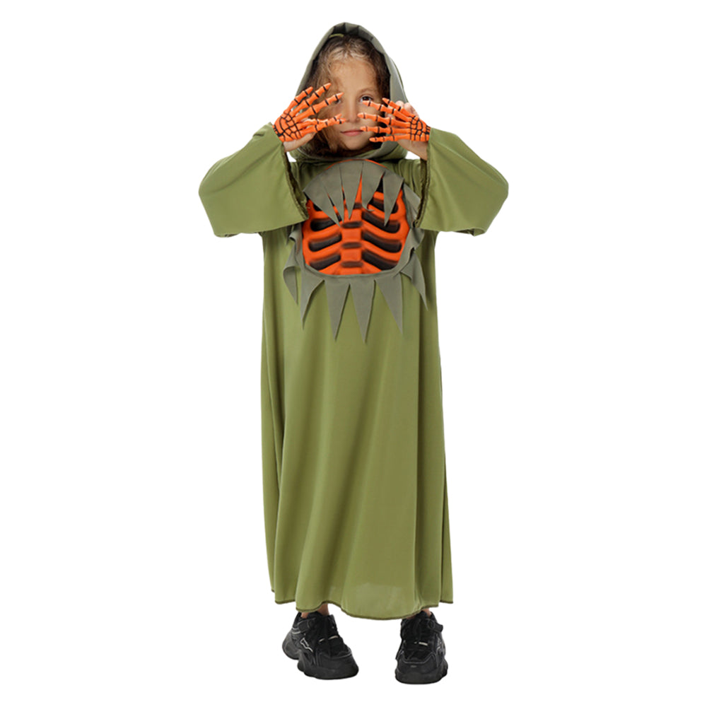 Déguisement Enfant Pumpkin Skeleton Tenue Verte Costume d'Halloween