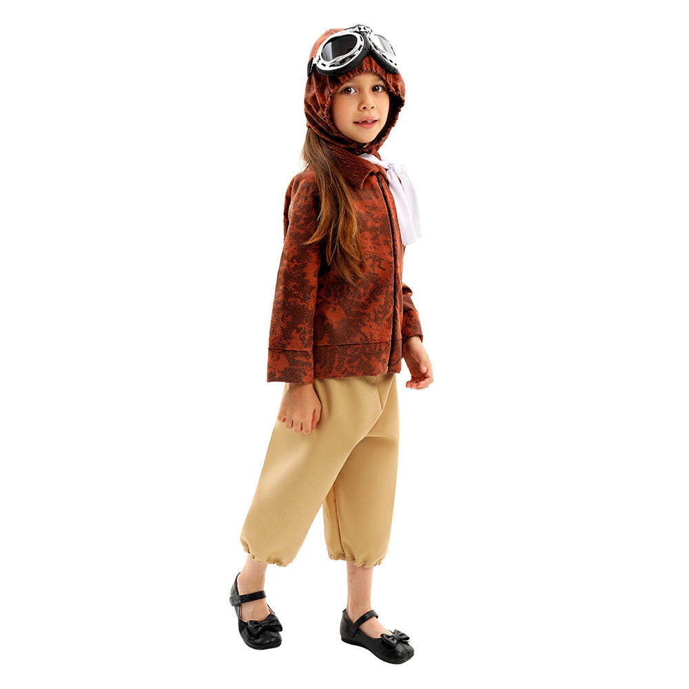 Déguisement Fille Pilote Tenue Marron Costume d'Halloween