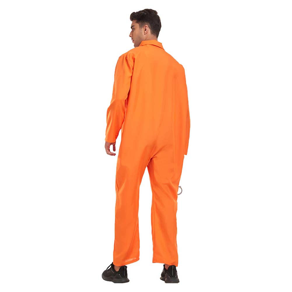 Déguisement Homme Combinaison Orange de Prison Costume d'Halloween