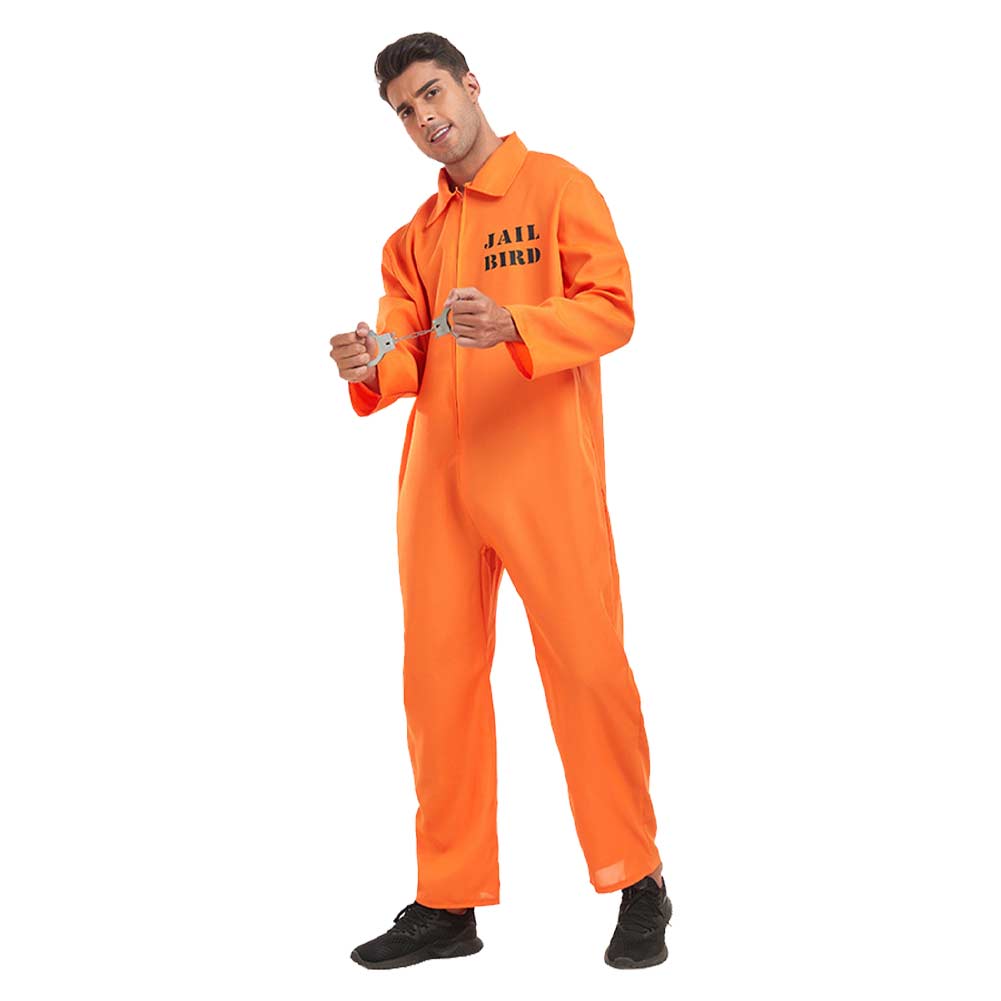 Déguisement Homme Combinaison Orange de Prison Costume d'Halloween