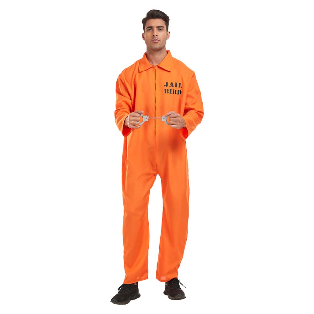 Déguisement Homme Combinaison Orange de Prison Costume d'Halloween