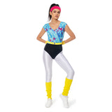 Déguisement Aérobic Femme 80s Hippie Disco Sportwear Ensemble 6 Pièces