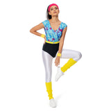 Déguisement Aérobic Femme 80s Hippie Disco Sportwear Ensemble 6 Pièces