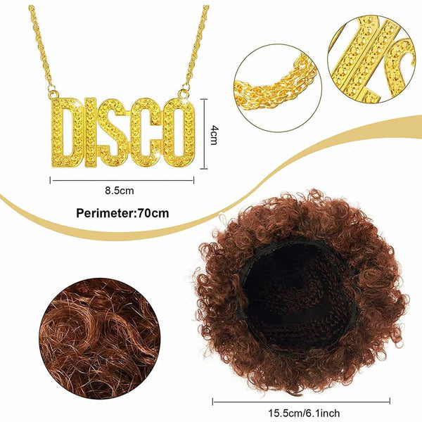 POFET Déguisement Rock Star - Set Accessoires Heavy Metal Disco - Années 70-80-90 - Homme Femme