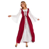 Déguisement Médiéval Femme Robe Blanche et Brune