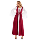 Déguisement Médiéval Femme Robe Blanche et Brune