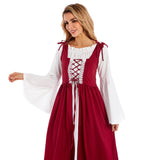 Déguisement Médiéval Femme Robe Blanche et Brune