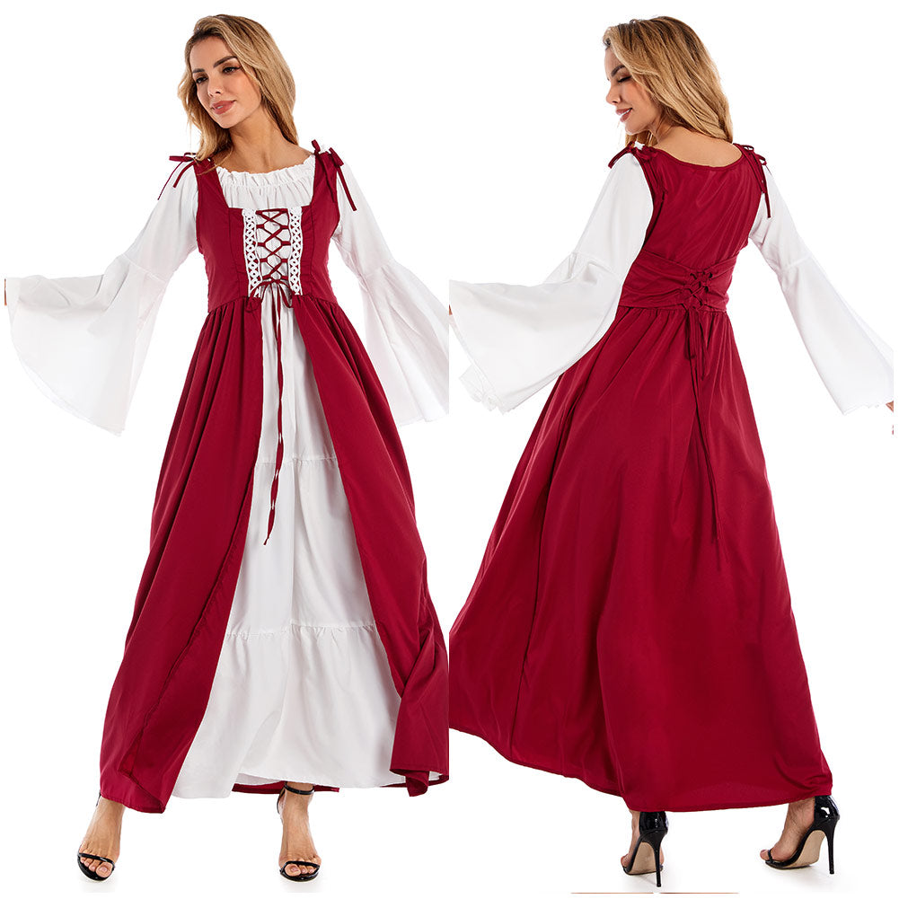Déguisement Médiéval Femme Robe Blanche et Brune