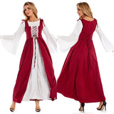 Déguisement Médiéval Femme Robe Blanche et Brune