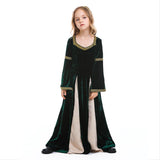 Déguisement Enfant Médiéval Fille Robe Verte Costume pour Mardi Gras