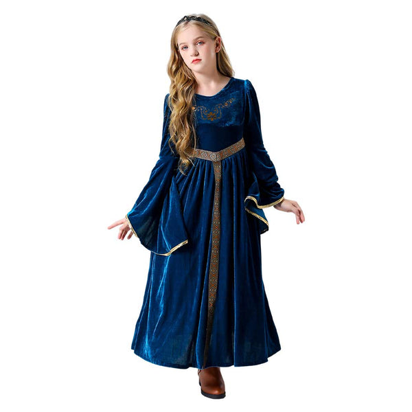 Robe Médiévale Pour Fille ReliBeauty – Déguisement Princesse Carnaval 3-12 Ans, Velours Et Dentelle