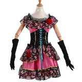 Déguisement Catrina Femme Robe Rose à Motif Crâne 3-Pièces pour Le Jour des Morts