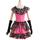 Déguisement Catrina Femme Robe Rose à Motif Crâne 3-Pièces pour Le Jour des Morts