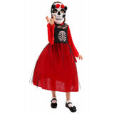 Déguisement Catrina Fille Robe Rouge et Noire avec Masque pour Le Jour des Morts