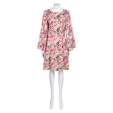 Déguisement Femme 1970s Robe Jacquard Bleue/Violette/Orange Hippie Costume pour Halloween Carnaval
