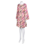 Déguisement Femme 1970s Robe Jacquard Bleue/Violette/Orange Hippie Costume pour Halloween Carnaval