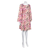 Déguisement Femme 1970s Robe Jacquard Bleue/Violette/Orange Hippie Costume pour Halloween Carnaval