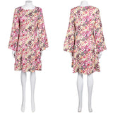 Déguisement Femme 1970s Robe Jacquard Bleue/Violette/Orange Hippie Costume pour Halloween Carnaval
