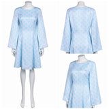 Déguisement Femme 1970s Robe Jacquard Bleue/Violette/Orange Hippie Costume pour Halloween Carnaval