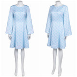 Déguisement Femme 1970s Robe Jacquard Bleue/Violette/Orange Hippie Costume pour Halloween Carnaval