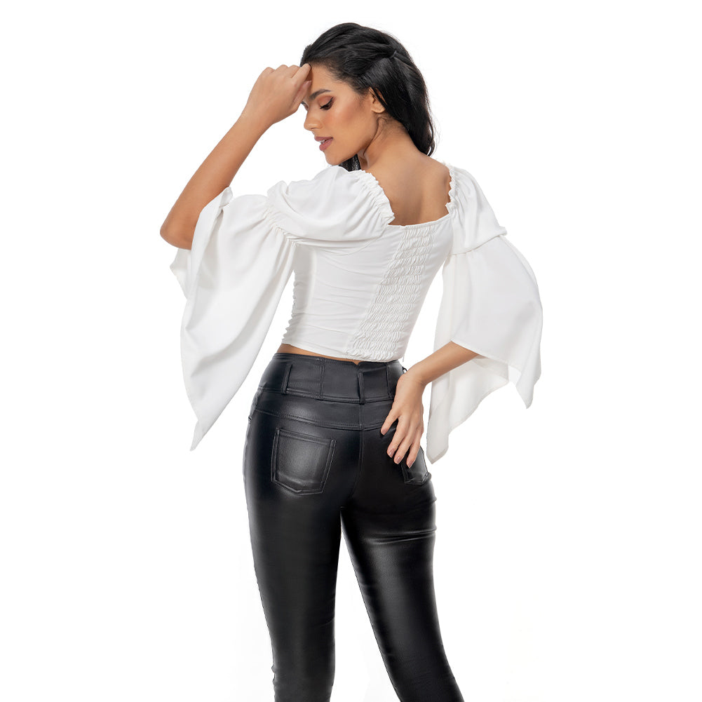 Chemise Médiévale Femme Manches Longues Épaules Dénudées - Blouse Gothique Pirate Victorienne