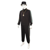 Déguisement Homme 1980s Rétro Hip-hop Vintage Costume Noir de Sport