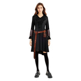 Déguisement Femme Robe Médiévale à Capuche Costume Ensemble 5 Pièces