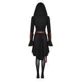 Déguisement Femme Robe Médiévale à Capuche Costume Ensemble 5 Pièces