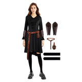 Déguisement Femme Robe Médiévale à Capuche Costume Ensemble 5 Pièces