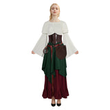 Déguisement Femme Robe Vintage de Renaissance avec 4 Pièces Accessoires Costume d'Halloween