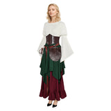 Déguisement Femme Robe Vintage de Renaissance avec 4 Pièces Accessoires Costume d'Halloween