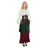 Déguisement Femme Robe Vintage de Renaissance avec 4 Pièces Accessoires Costume d'Halloween