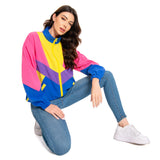 Déguisement Femme Colorblock 1980s Veste Vintage Costume pour Halloween