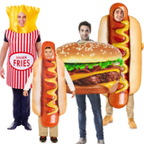 Déguisement Enfant & Adulte Hot-dog, Hamburger, Frites Combinaison Costume 4 Pièces