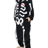 Déguisement Adulte PilouPilou Pyjama Noir Squelette Imprimée Costume d'Halloween Ver.2