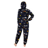 Déguisement Adulte PilouPilou Pyjama Noir Squelette Imprimée Costume d'Halloween