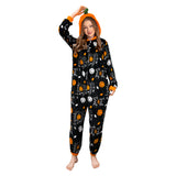 Déguisement Adulte PilouPilou Pyjama Noir Citrouille Imprimée Costume d'Halloween