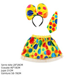 Accessoires Clown Déguise Chapeau/Lunettes/Faux Nez/Perruque Colorée/Masque Ensemble