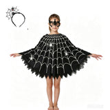 Déguisement Adulte & Enfant Cape d'Araignée Costume Noire pour Halloween Carnaval