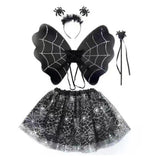 Déguisement Fille Araignée Tutu Robe aux Ailes Noires Costume d'Halloween