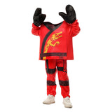 Déguisement Enfant Ninja Tenue Verte/Rouge Costume pour Halloween Carnaval