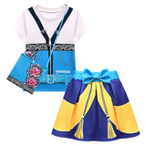Déguisement Enfant Kpop Demon Hunters Huntrix Rumi Zoey Haut+Jupe+Sac Costume d'Halloween