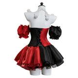 Déguisement Clown Robe Noire et Rouge Femme pour Halloween